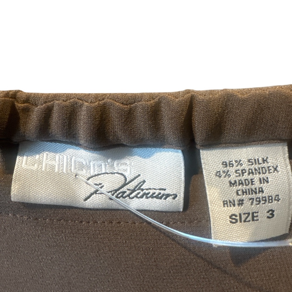 Chicos Platinum Womens Skirt Wrap Midi Brown Silk Spandex Size 3 Large 16-18 - Picture 9 of 9